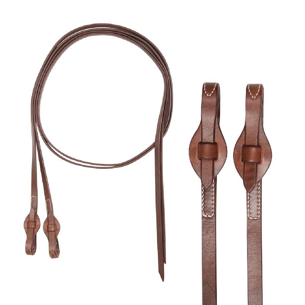 Oiled Split Reins - 8' Weighted Leather - Teskeys