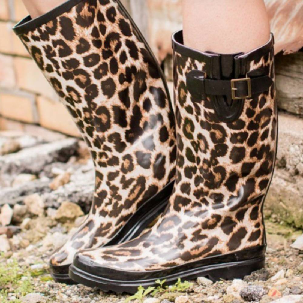 leopard rain boots