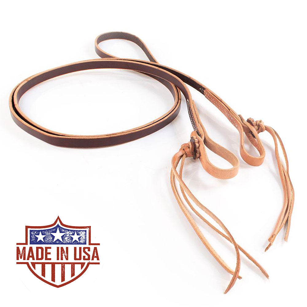 Oiled Split Reins - 8' Weighted Leather - Teskeys