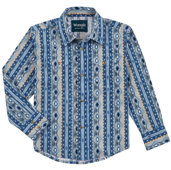 Wrangler Boy's Checotah Aztec Pearl Snap Shirt - Teskeys