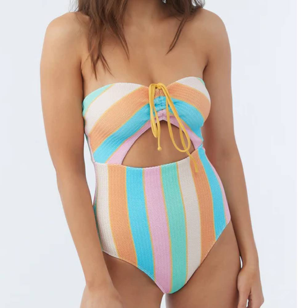 Fluor striped girl and teen swimsuit - TO THE MOON 23