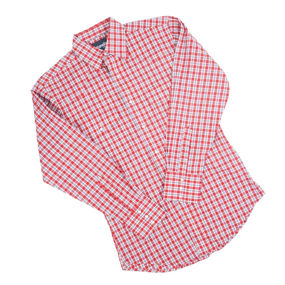 Wrangler Men's Pearl Snap Red Plaid Shirt - Teskeys