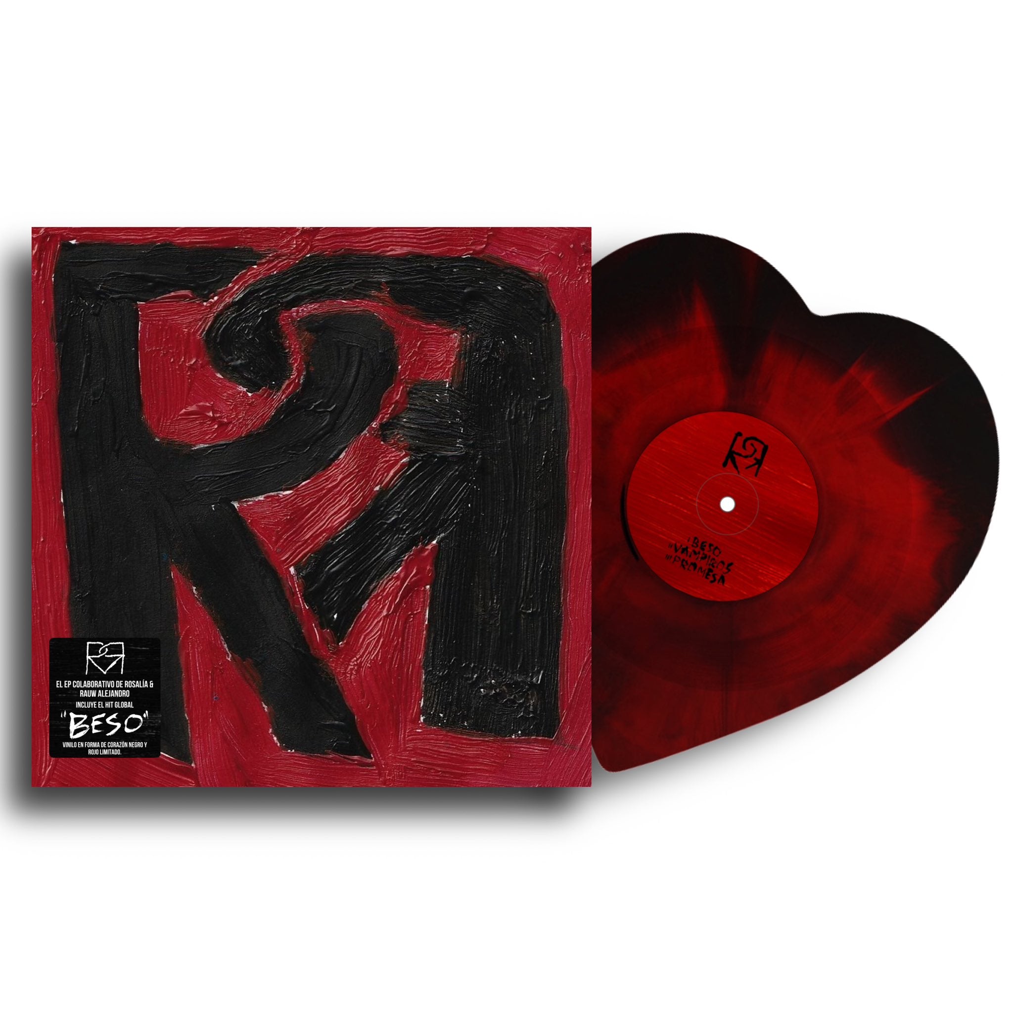 LIMITED COPIES! ROSALÍA & RAUW ALEJANDRO - RR (HEART SHAPED VINYL -  RED/BLACK SMOKE) - Horizons Music