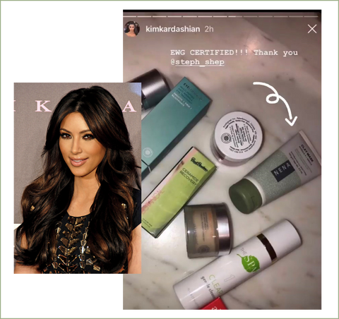 Kim Kardashian unboxing EWG Verified beauty box with NENA Skincare