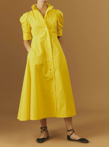 Venetia Plain Poplin Yellow Dress by Thierry Colson