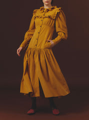 Zelda Long Dress - Plain Corduroy - Yellow