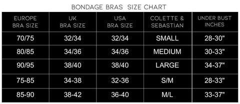 Bondage Lingerie Size Chart | Colette and Sebastian | Anya Lust