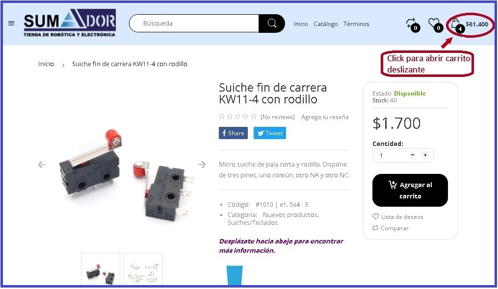 Ir al carrito. Como comprar. Paso 1