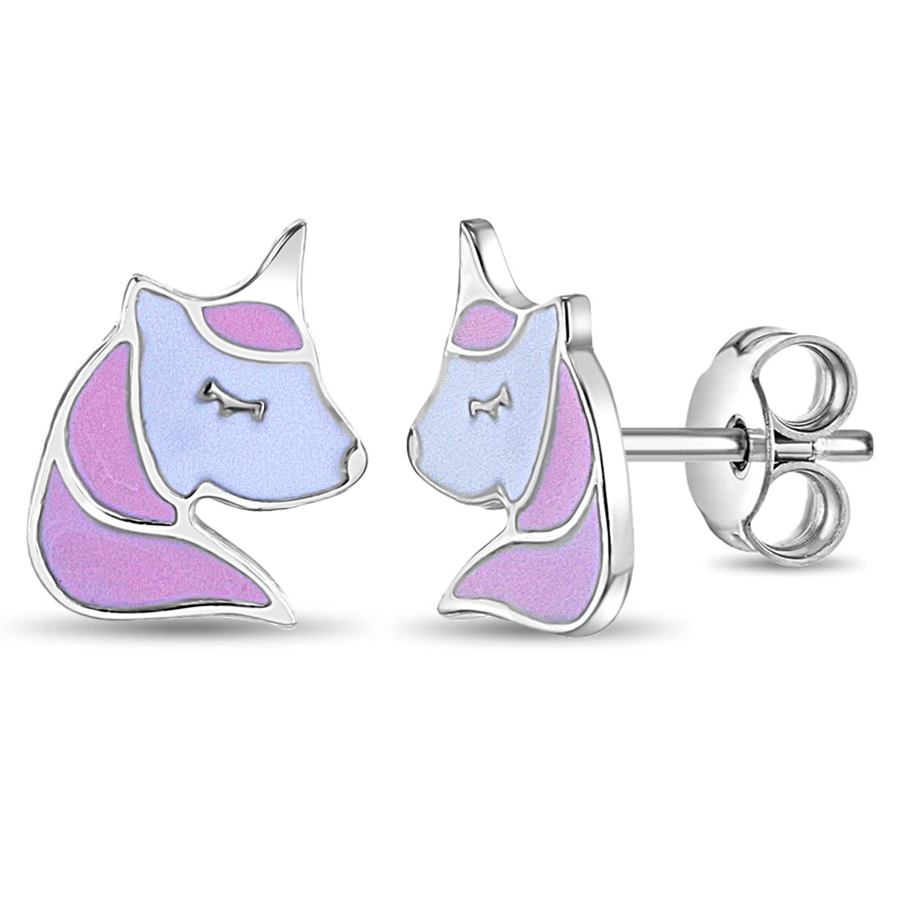 925 Sterling Silver Pink & White Enamel Cute Heart Jewelry Set for Chi