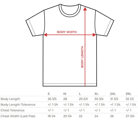 tee shirt size chart