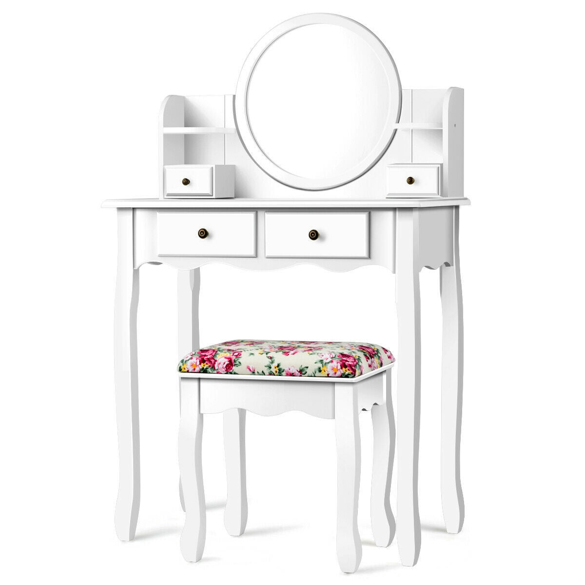 Makeup Vanity Table Set Girls Dressing Table With Drawers Oval