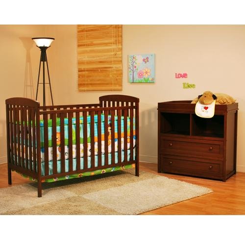 baby crib with dresser and changing table