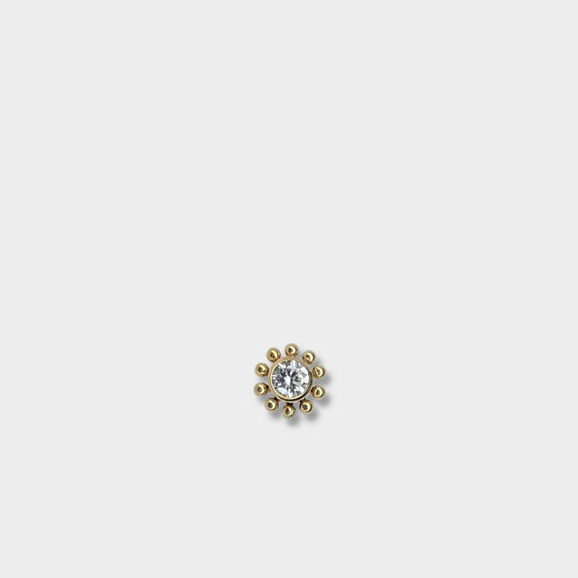 GOLD  CLEAR CRYSTAL CUBIC ZIRCONIA  BEADED SOLITAIRE  PIERCING ATTACHMENT  TITANIUM  HYPOALLERGENIC