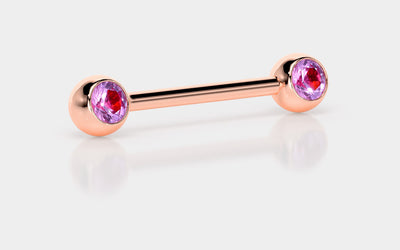 Rose Gold Titanium Nipple Bar with Light Pink Gems