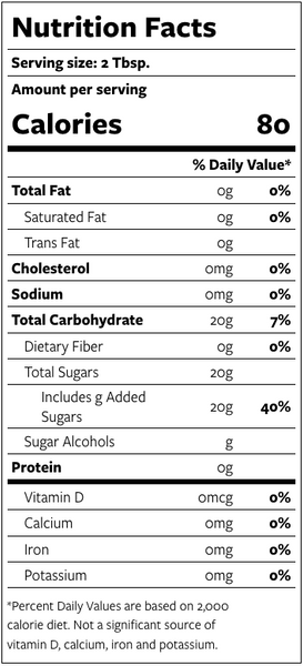 Nutrition Facts Galaxy Syrup