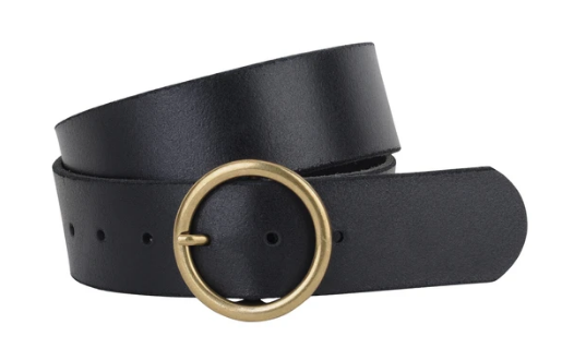 Circle Buckle Leather Belt