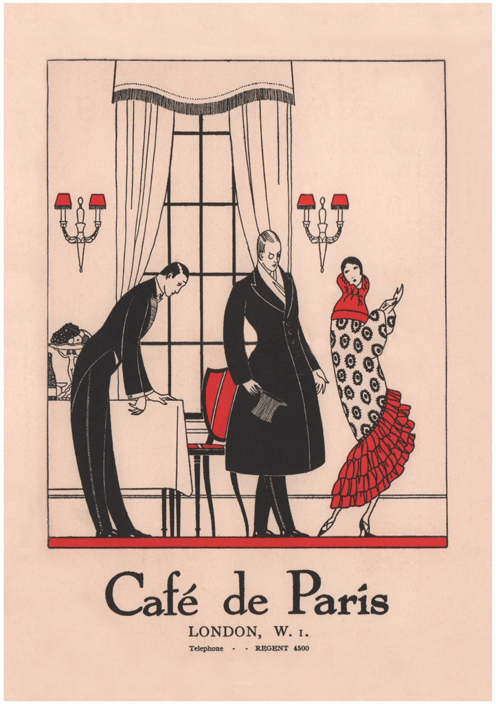 Café De Paris, London 1920s Menu Art | Vintage Menu Art