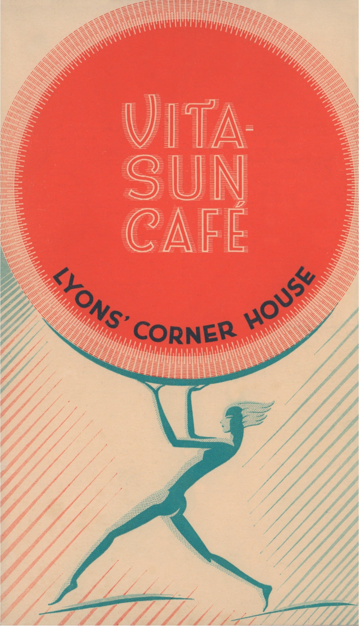 Vita Sun Cafe Lyons Corner House London 19s Vintage Menu Art