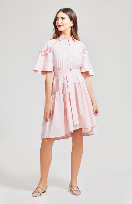 ruffle sleeve shirt dress