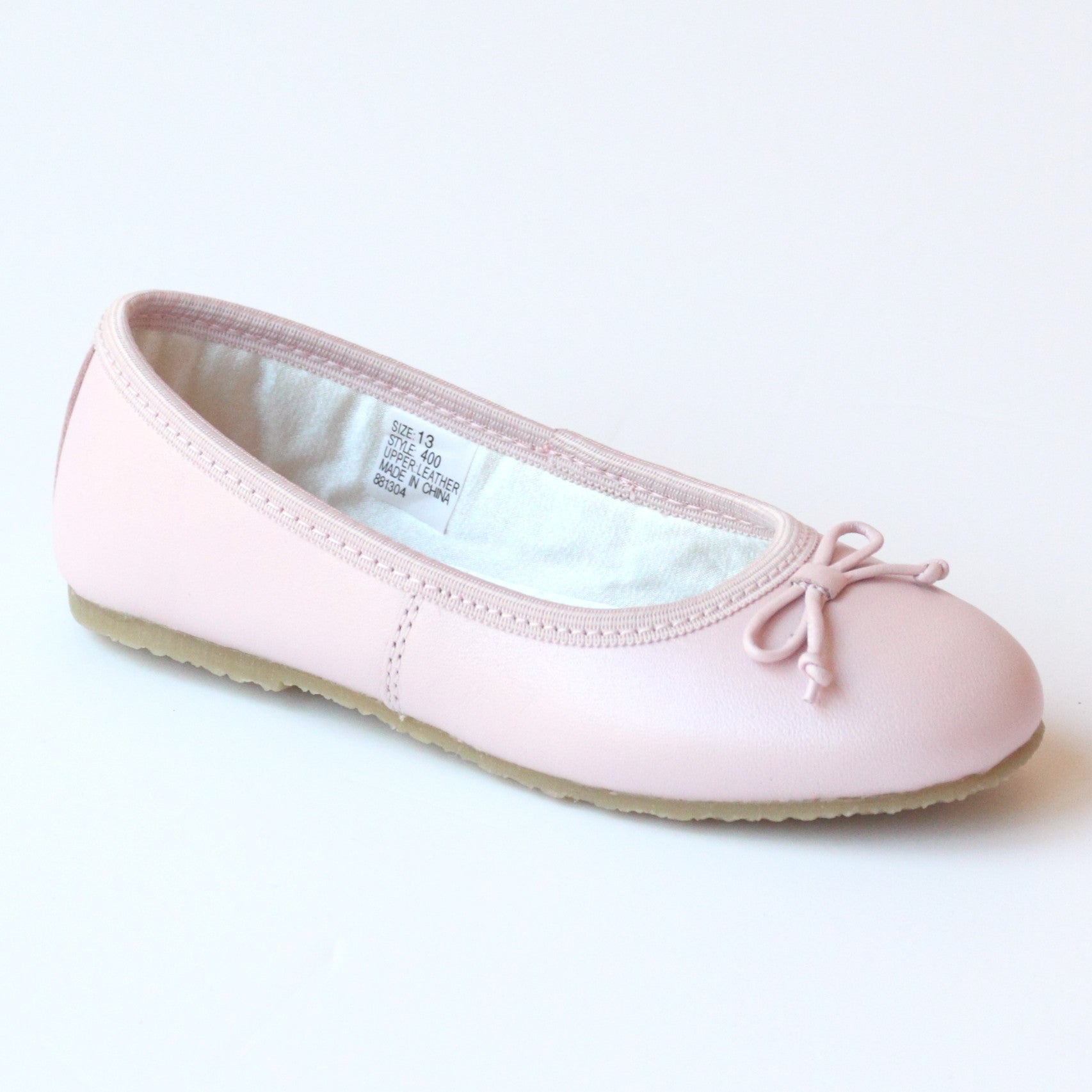 L'Amour Girls 400 Pink Bow Leather Ballet Flats – Babychelle