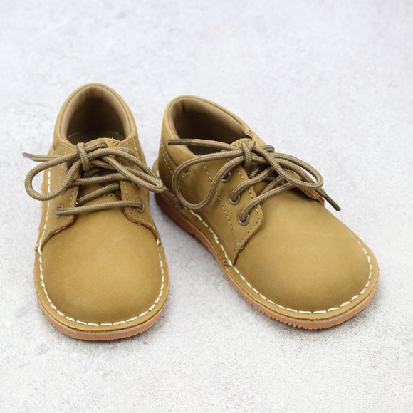 L'Amour Shoes Boys 5012 Khaki Nubuck Leather Lace Up Shoes – Babychelle