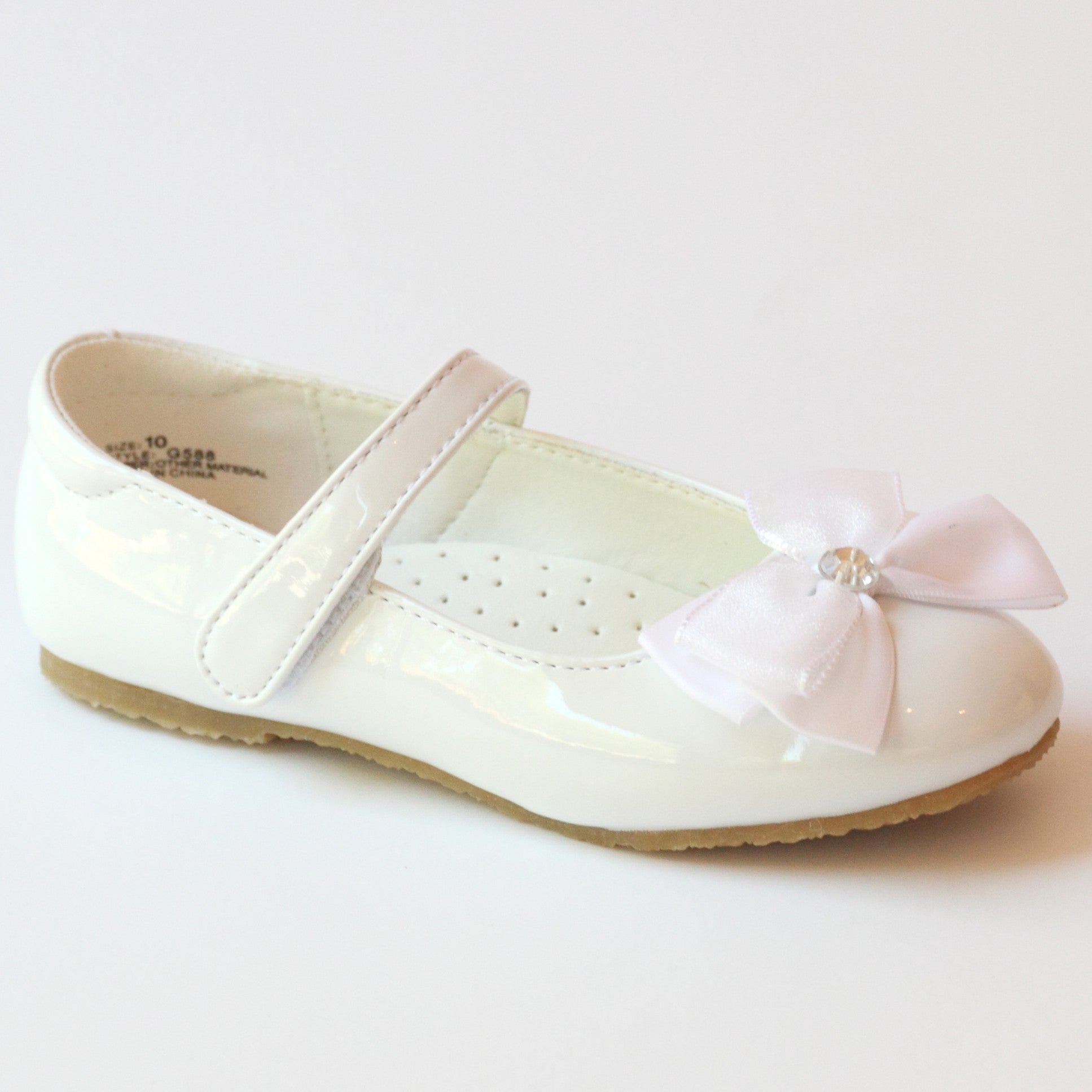 L'Amour Girls Jeweled Satin Bow Flats – Babychelle