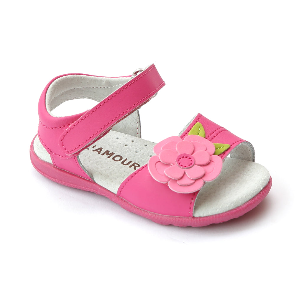 L'Amour Girls Leather Layered Flower Sandal – Babychelle
