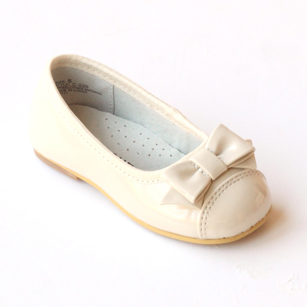 L'Amour Shoes Girls C-520 Patent Cream Bow Dress Flats – Babychelle