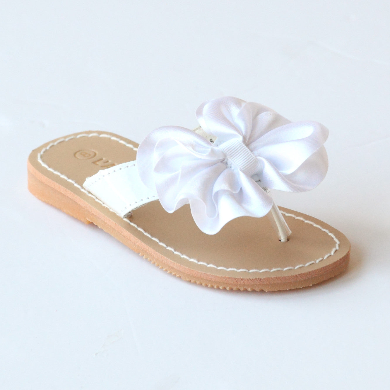 L'Amour Girls C-750 White Satin Bow Sandals – Babychelle