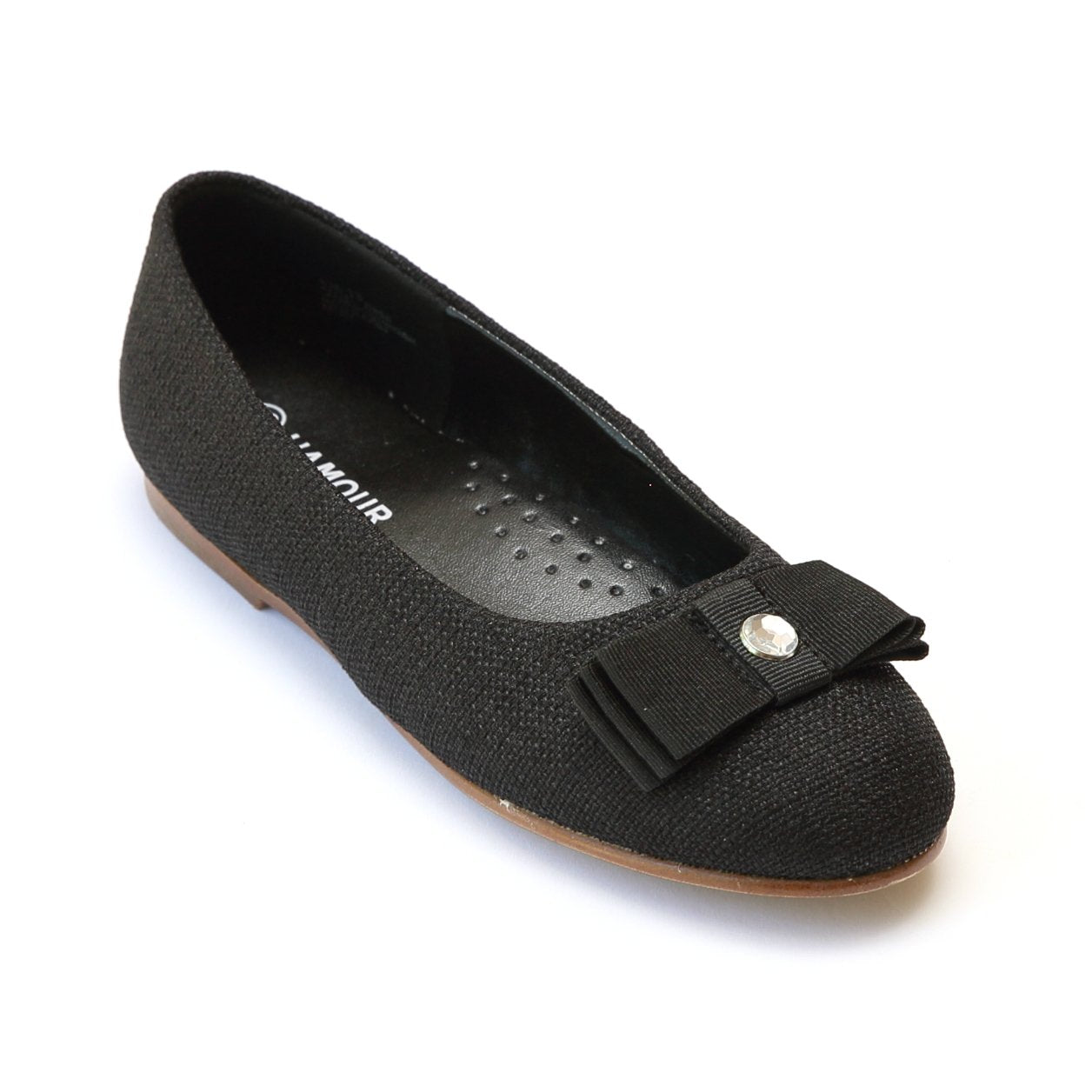 FINAL SALE - L'Amour Girls D638 Black Linen Ballet Flats – Babychelle