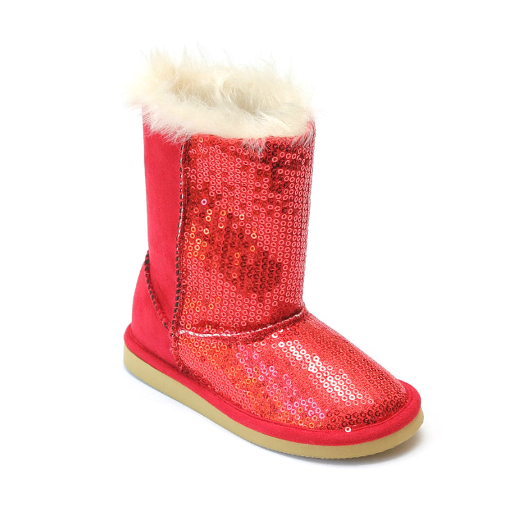 red sequin boots