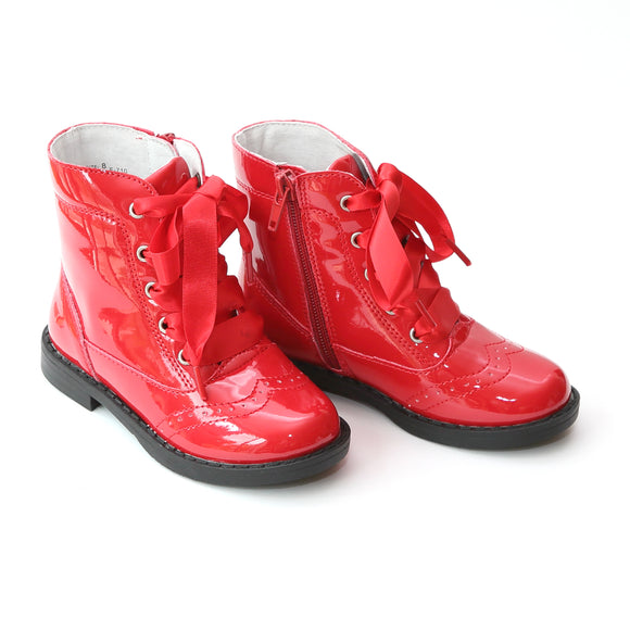 girls patent lace up boots