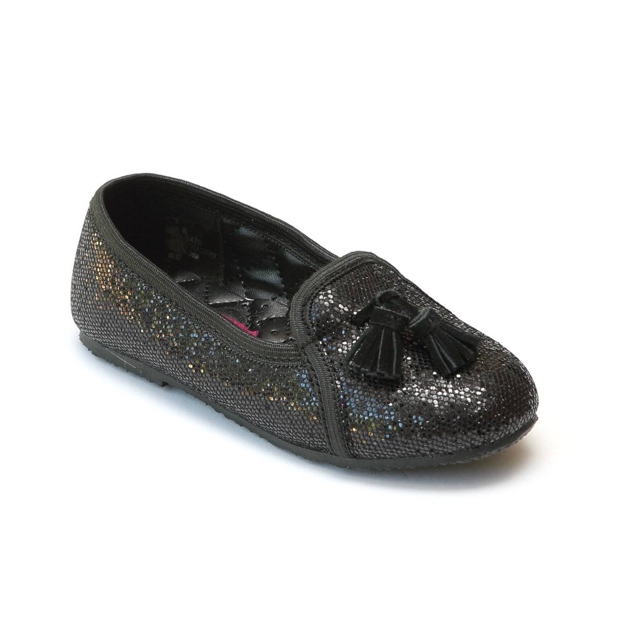 black sequin slippers