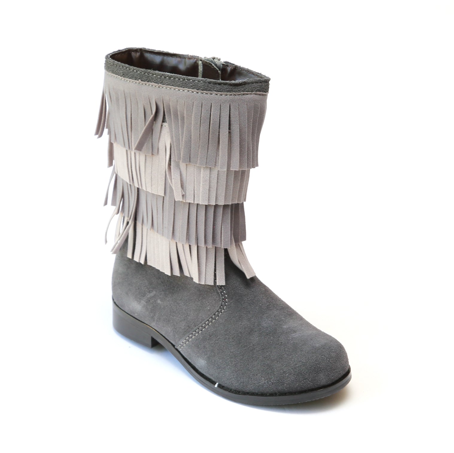 gray fringe boots