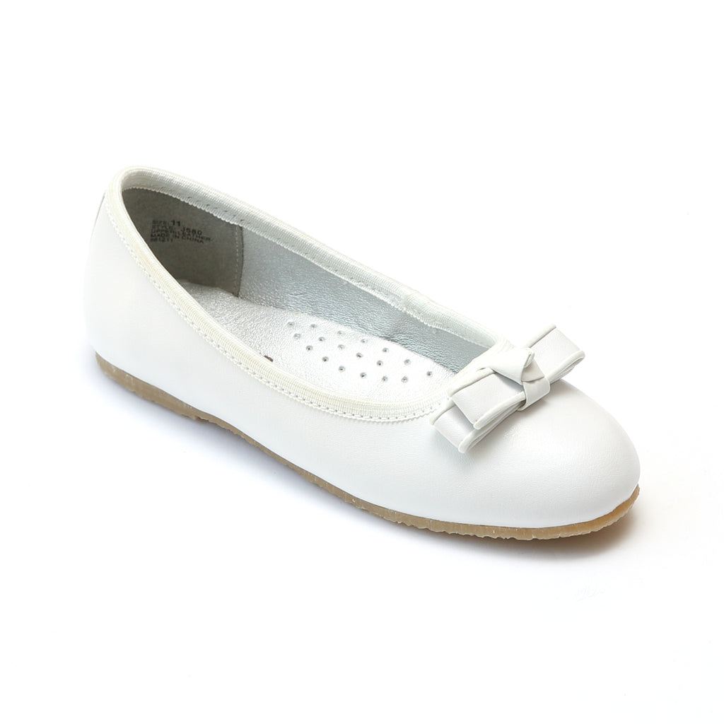 L'Amour Girls White Dual Bow Ballet Flats – Babychelle