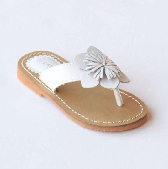 L'Amour Girls J720 White Flower Thong Sandals – Babychelle