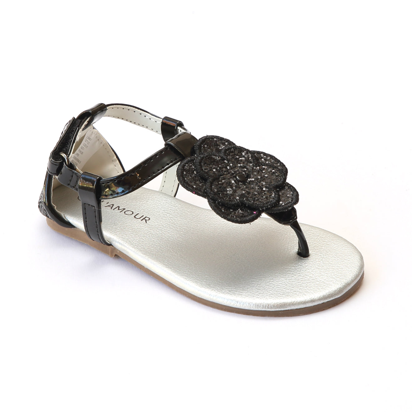 L'Amour Girls Glitter Flower Thong Sandals – Babychelle