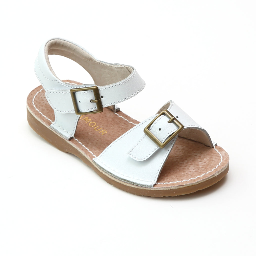 L'Amour Girls Leather T-Strap Bow Sandals – Babychelle