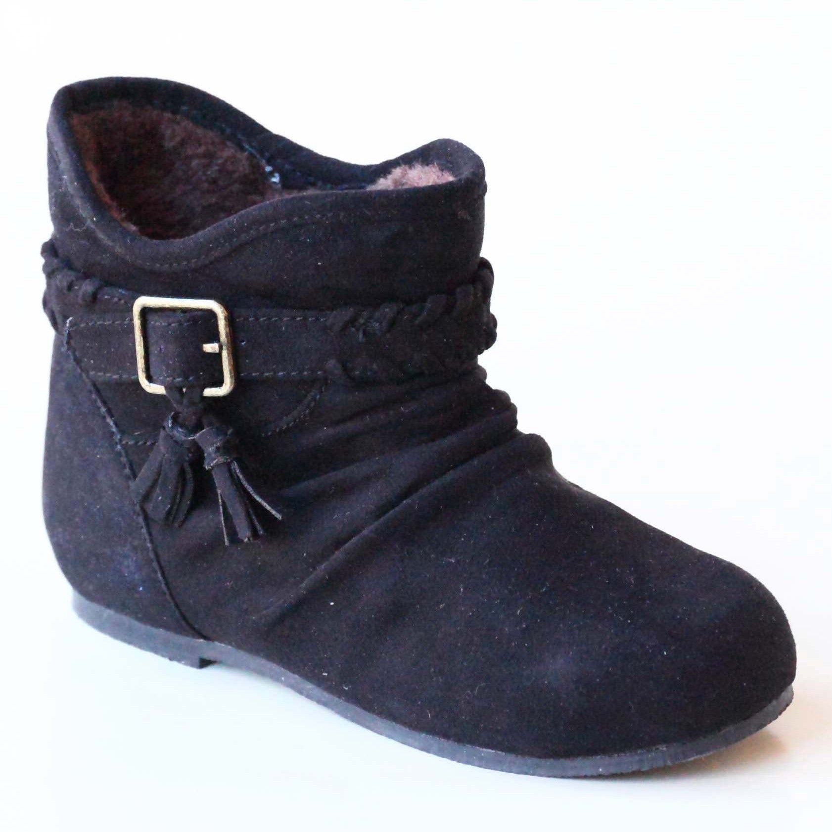 girls black suede ankle boots