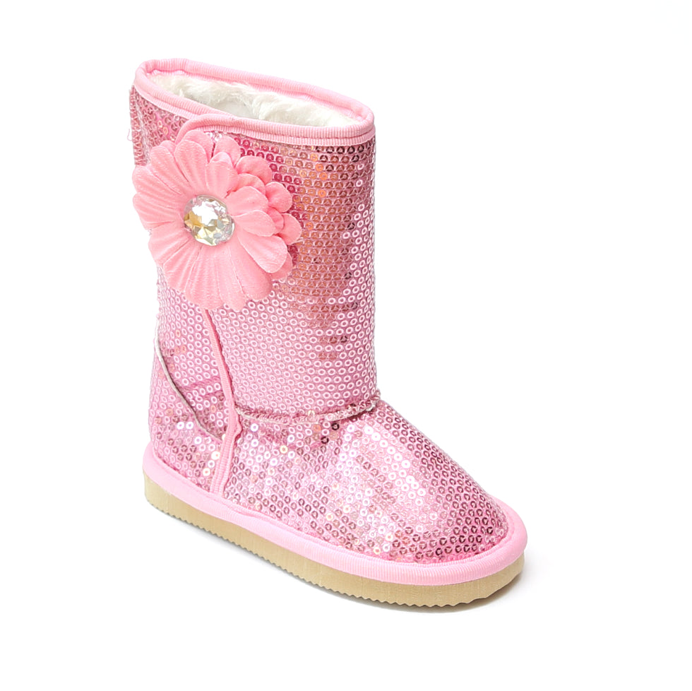 pink sequin boots