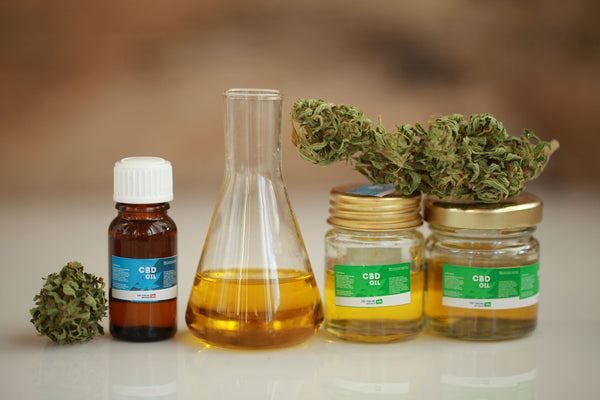 Line-up of different CBD oils