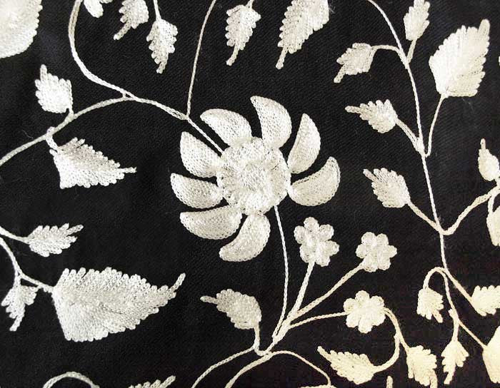 White Embroidery on Black Shawl | Heritage Trading - Indian Shawls and ...