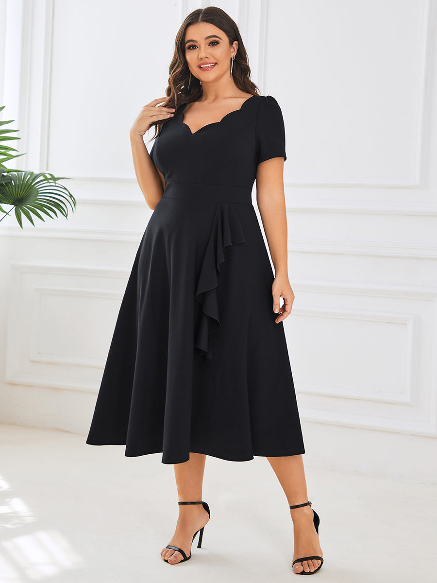 Deep V Neck Knee Length Short Sleeves Wholesale Evening Dresses