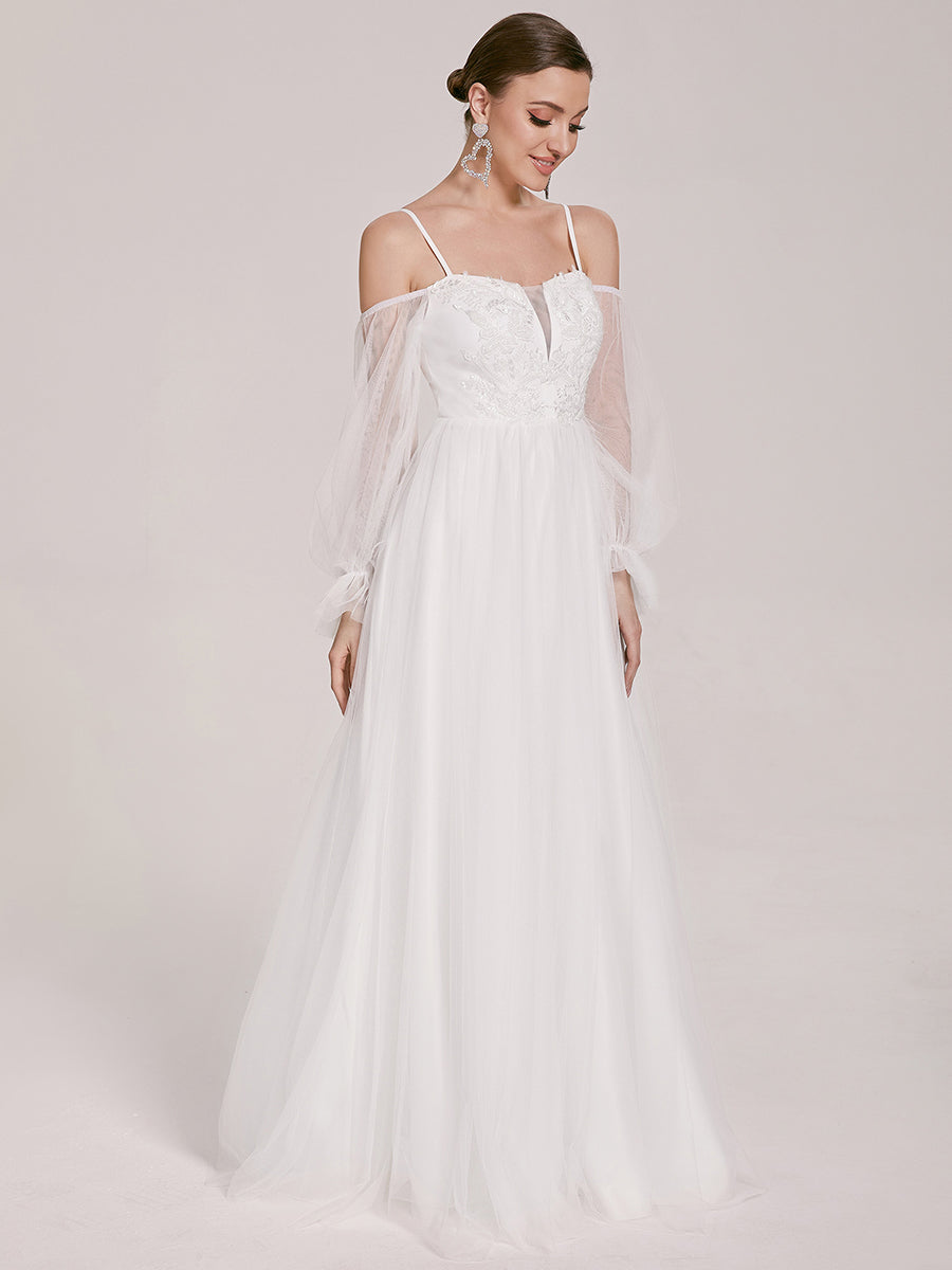 Lantern Sleeves A Line Floor Length Wholesale Wedding Dresses