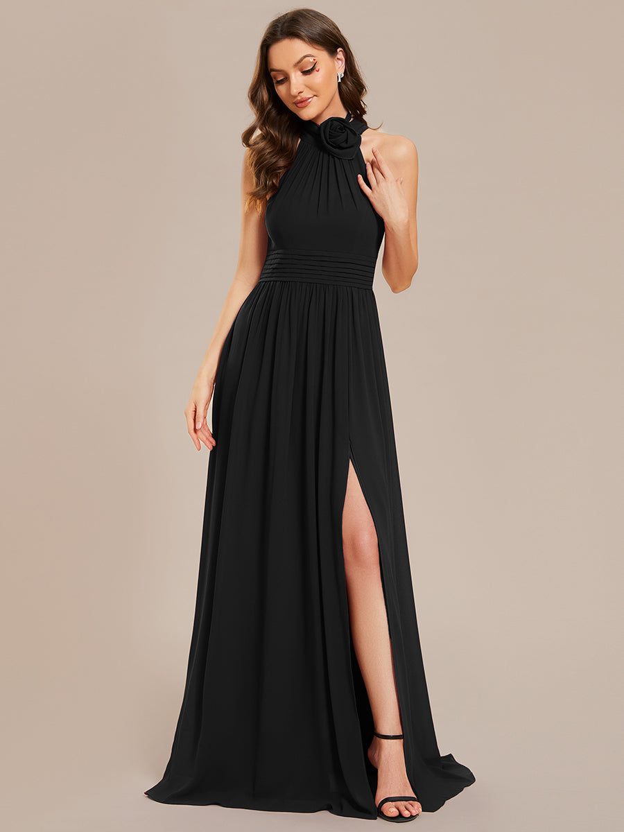 Black Halter Sleeveless Mini A-line Homecoming Dresses, MH460