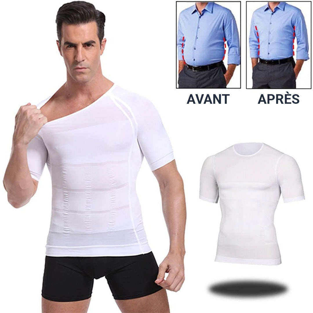 shirtslim t-shirt de compression amincissant et tonifiant de posture pour homme