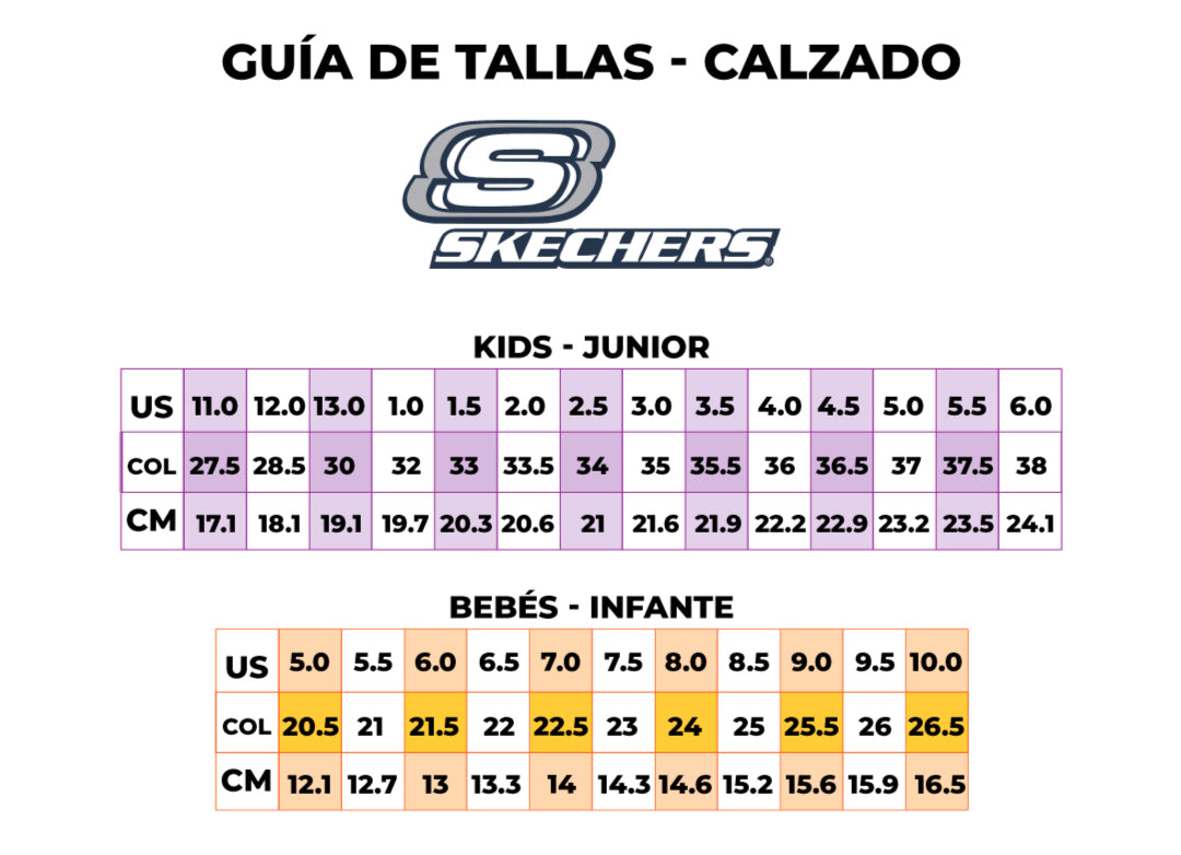 tallas de zapatos skechers