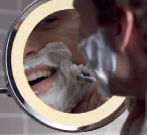shaving with led mirror
