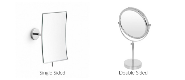 Double and single sided magnifying mirrors