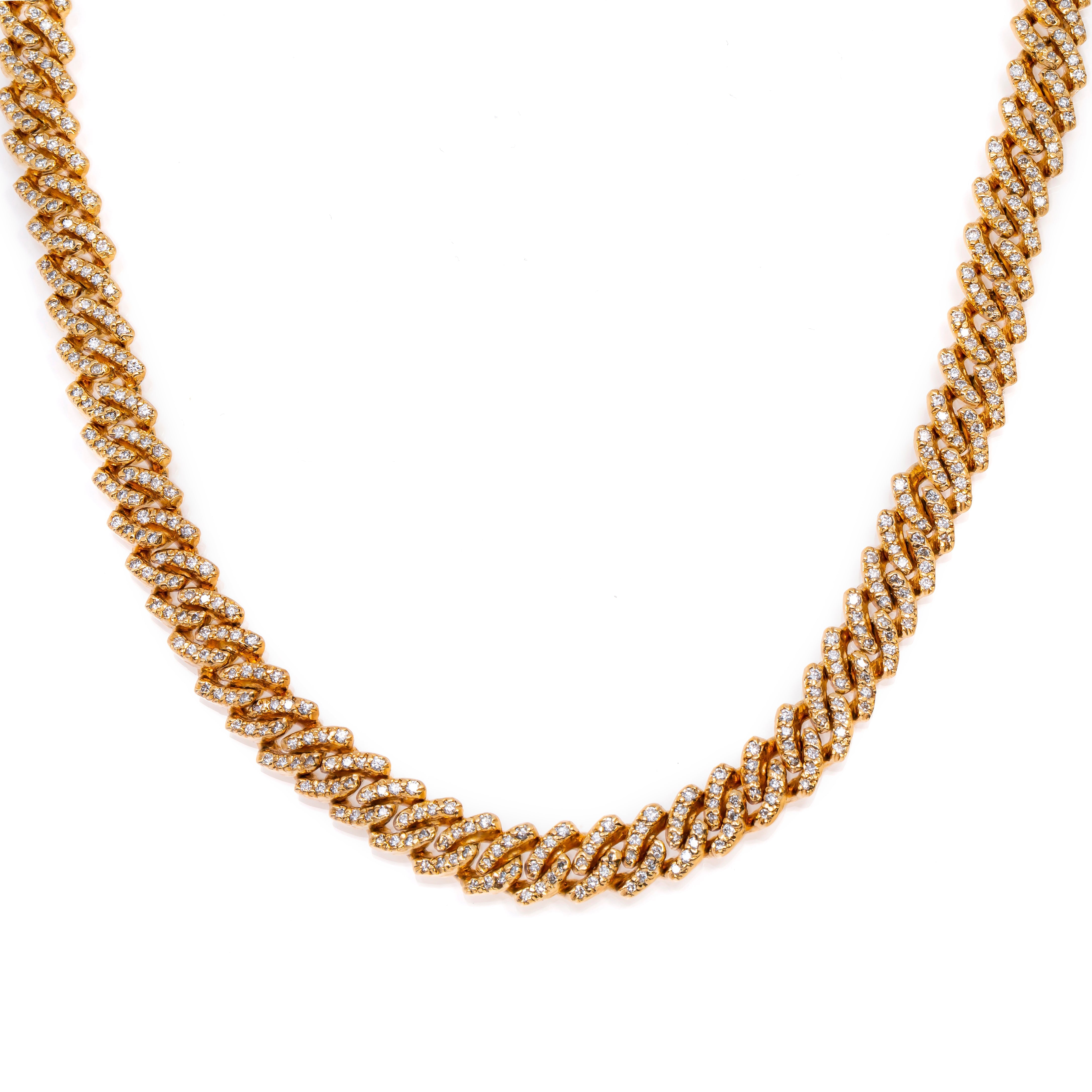 14k Tri Tone Gold Diamond Cuban Chain 11.42 Ctw – Avianne Jewelers